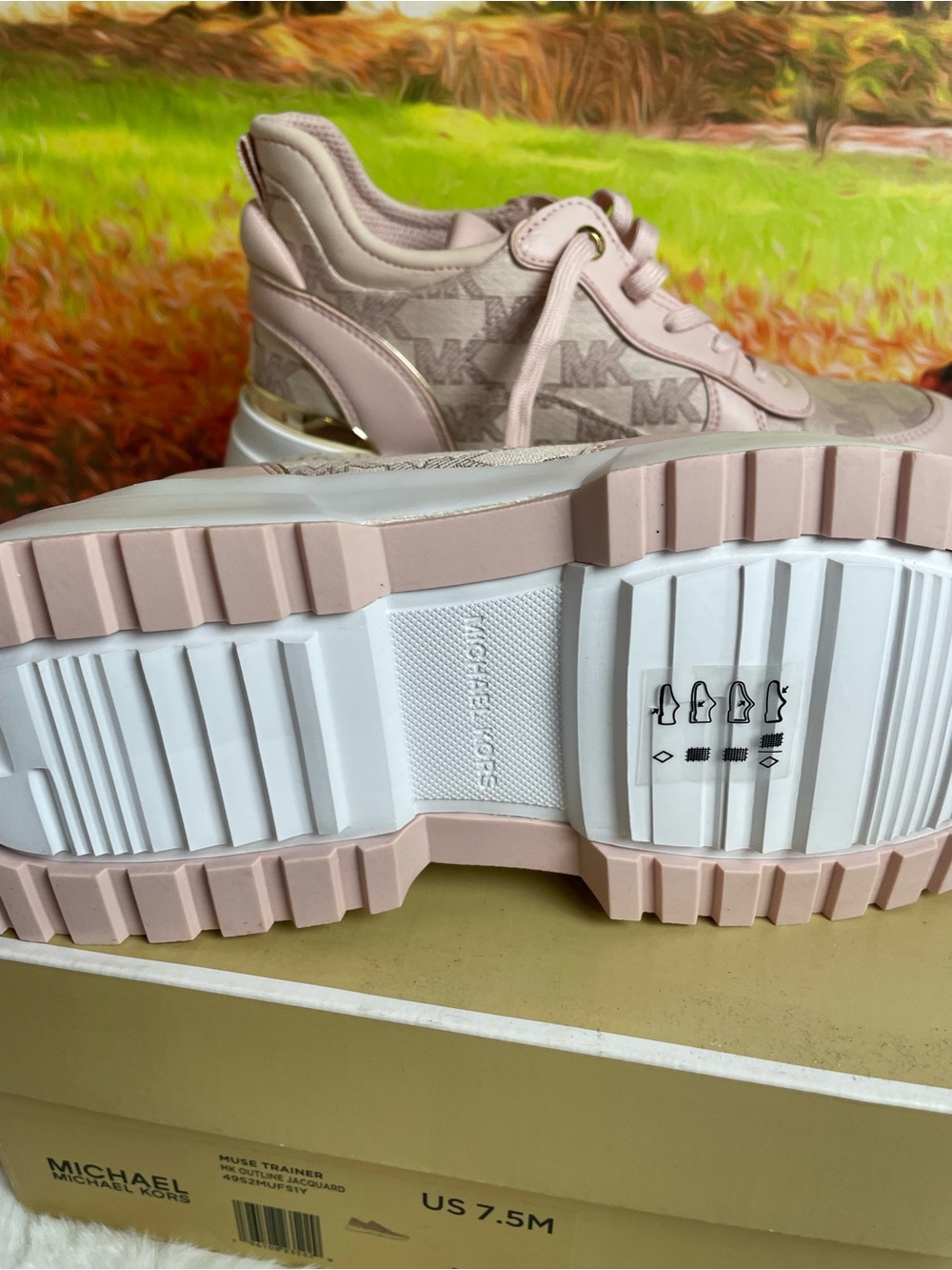 Michael Kors Blush Pink Platform Lace-Up Sneakers - Picture 3 of 7